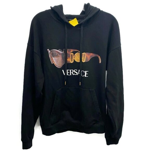 Versace Black Sunglass Graphic Hoodie Sweatshirt - Picture 1 of 5